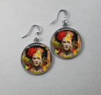Boucles d'Oreilles Cabochon Style Graffiti - Hommage Floral à l'Artiste Iconique