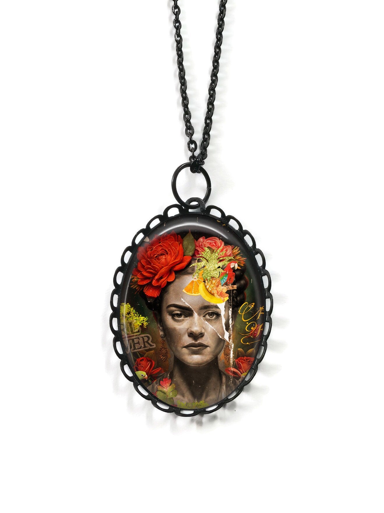 Pendentif Inspiré de Frida Kahlo - Esprit Graffiti Artistique