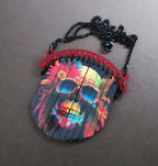 Pendentif Sugar Skull coloré, Dia de los Muertos, découpe laser
