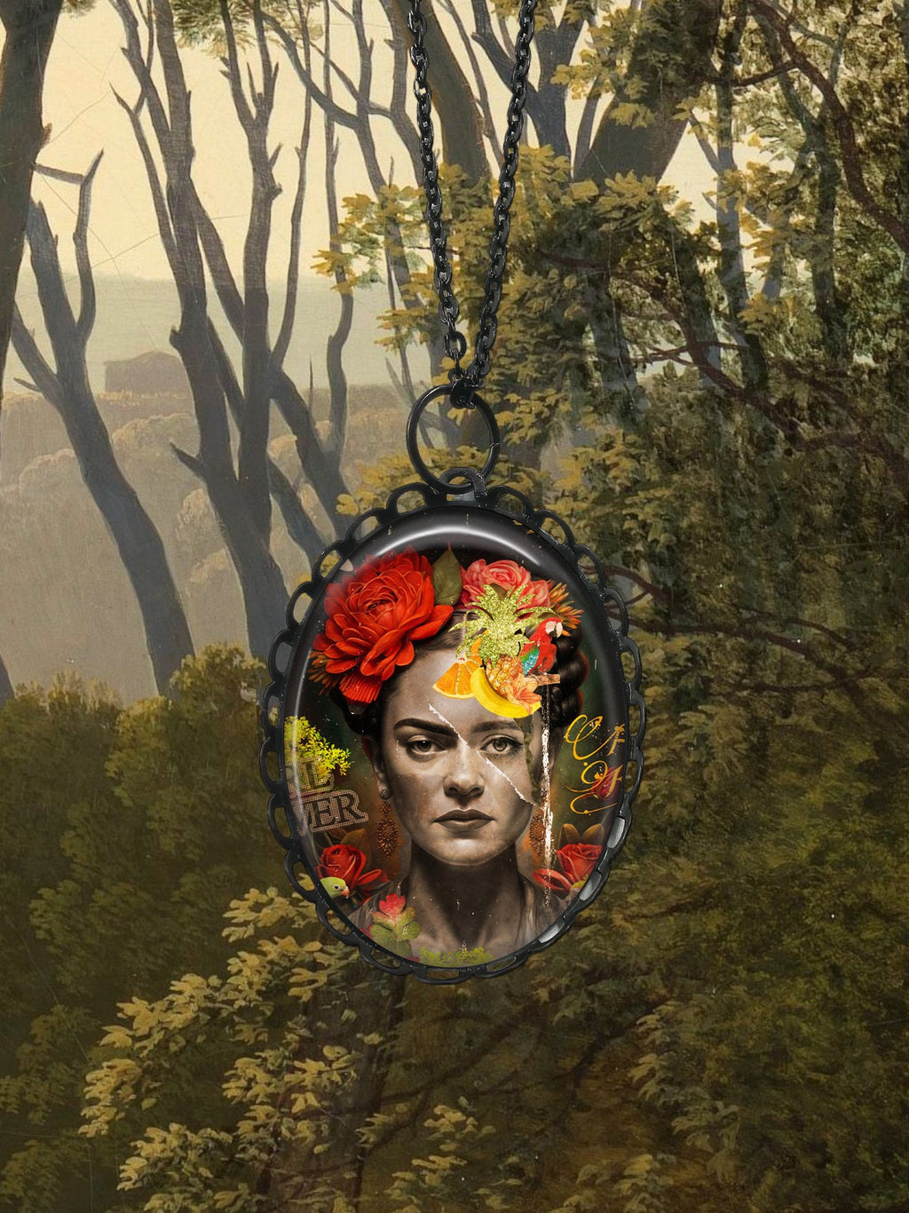 Pendentif Inspiré de Frida Kahlo - Esprit Graffiti Artistique