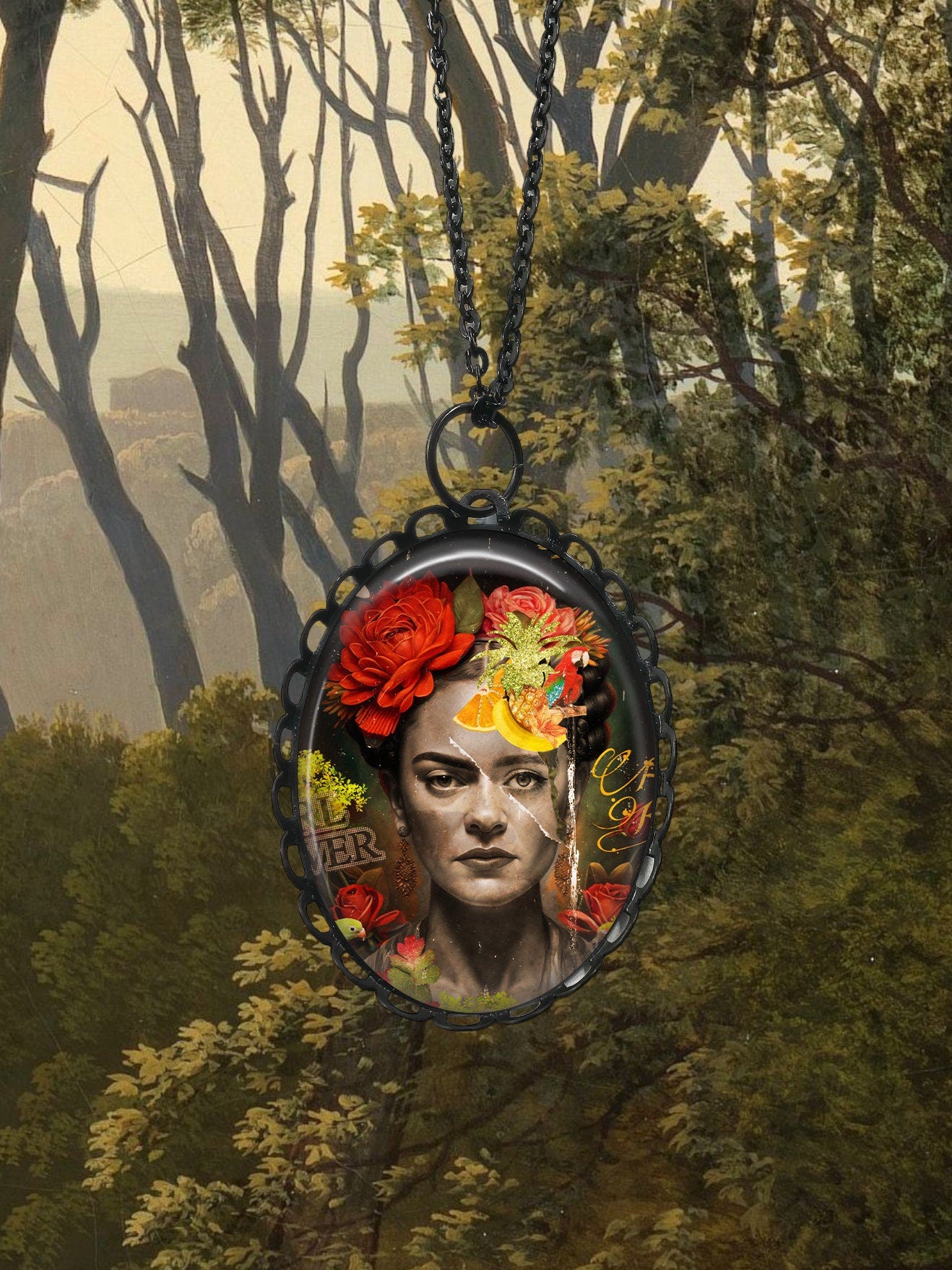 Pendentif Inspiré de Frida Kahlo - Esprit Graffiti Artistique