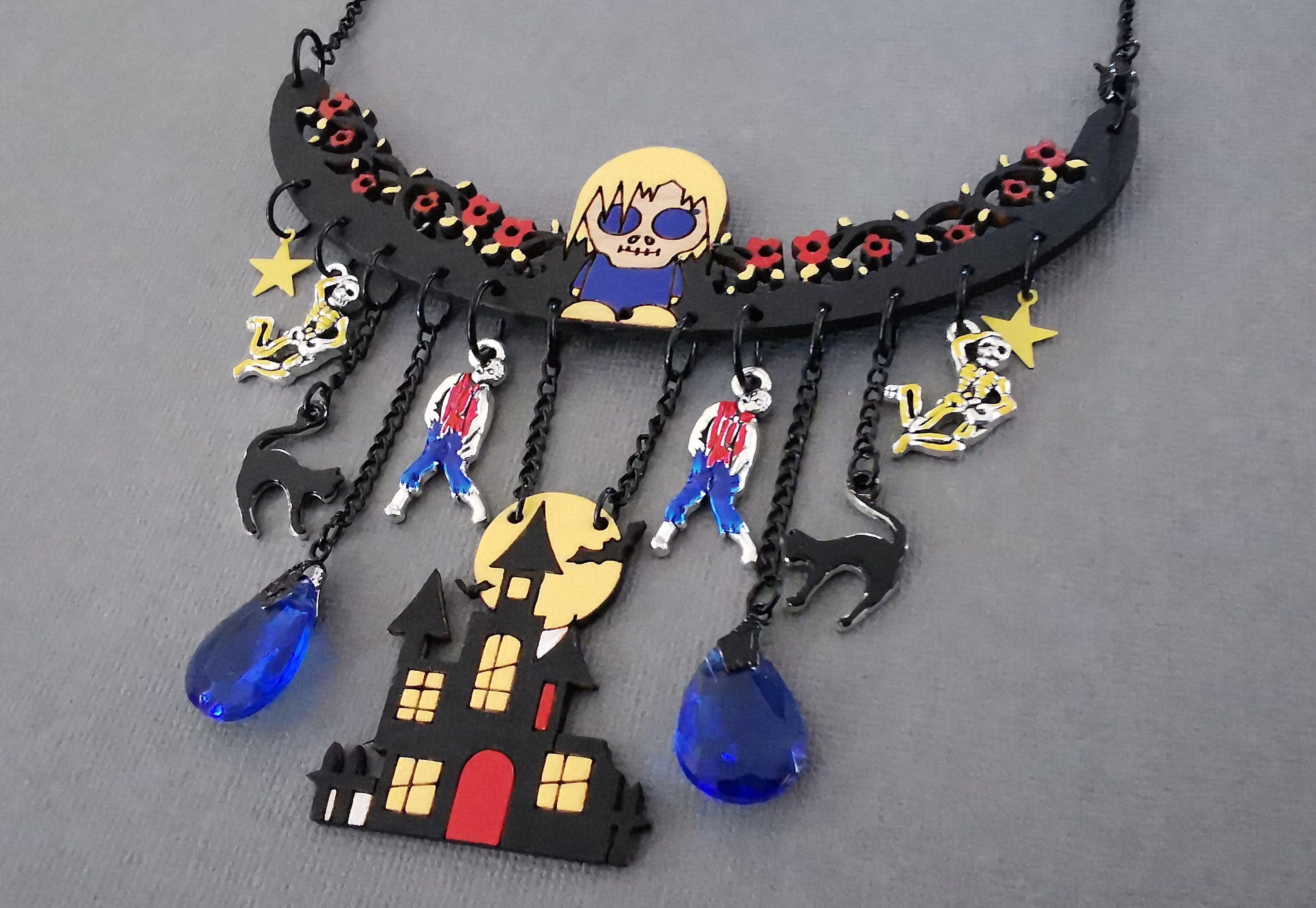 Collier Zombies, Famille Addams, Manoir Hanté, style Gothique