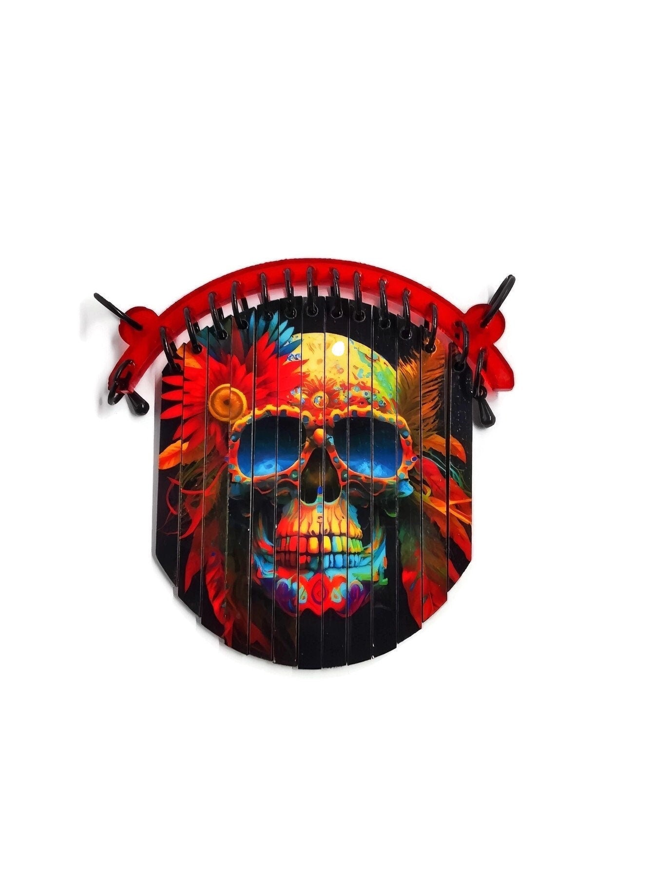 Pendentif Sugar Skull coloré, Dia de los Muertos, découpe laser