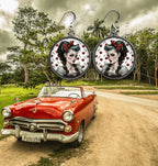 Boucles d'Oreilles Cabochon Pin-Up Rockabilly - Rétro Chic des Années 60