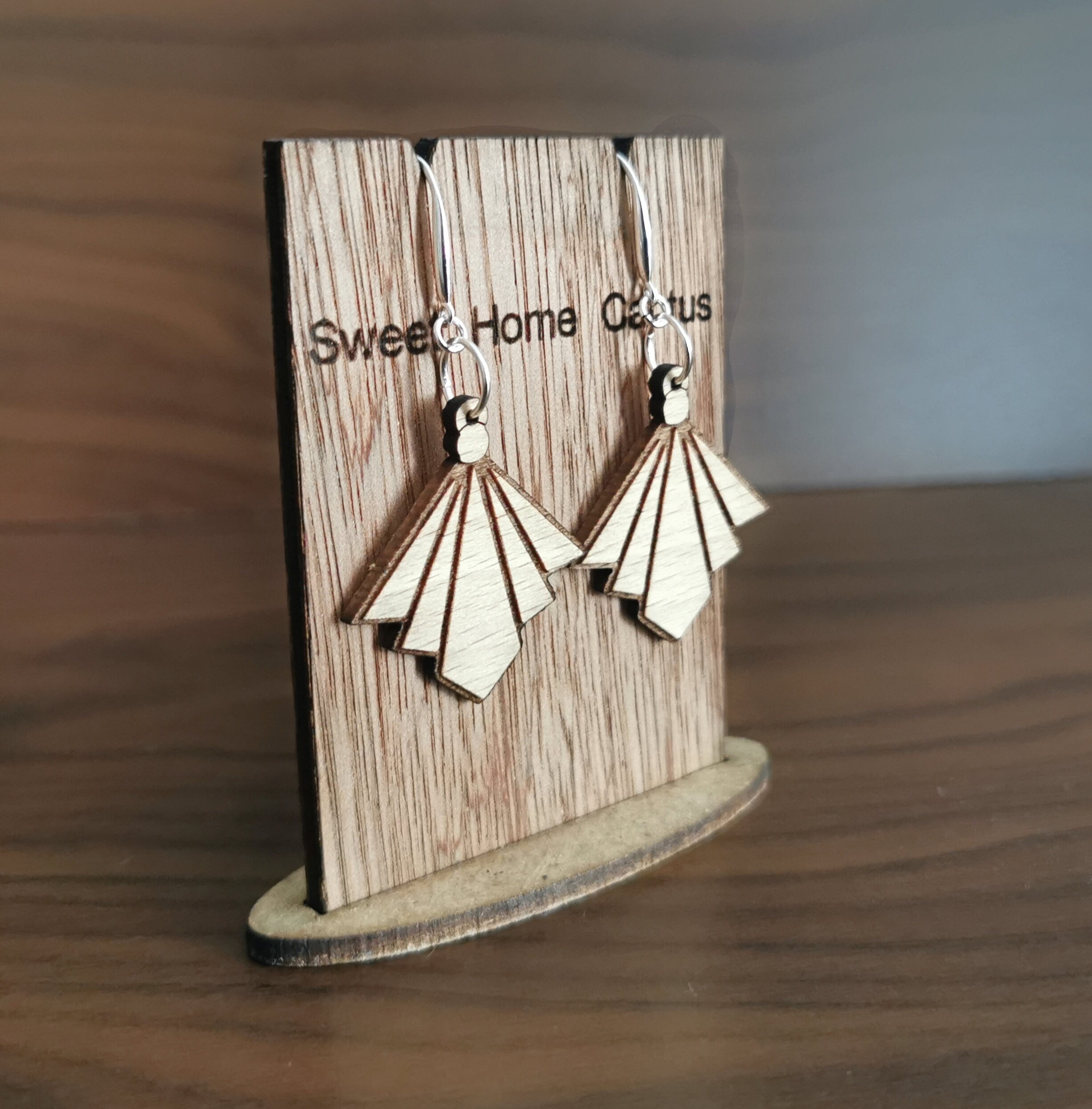 Art Deco Laser-Cut and Engraved Wooden Stud Earrings for a Trendy Statement