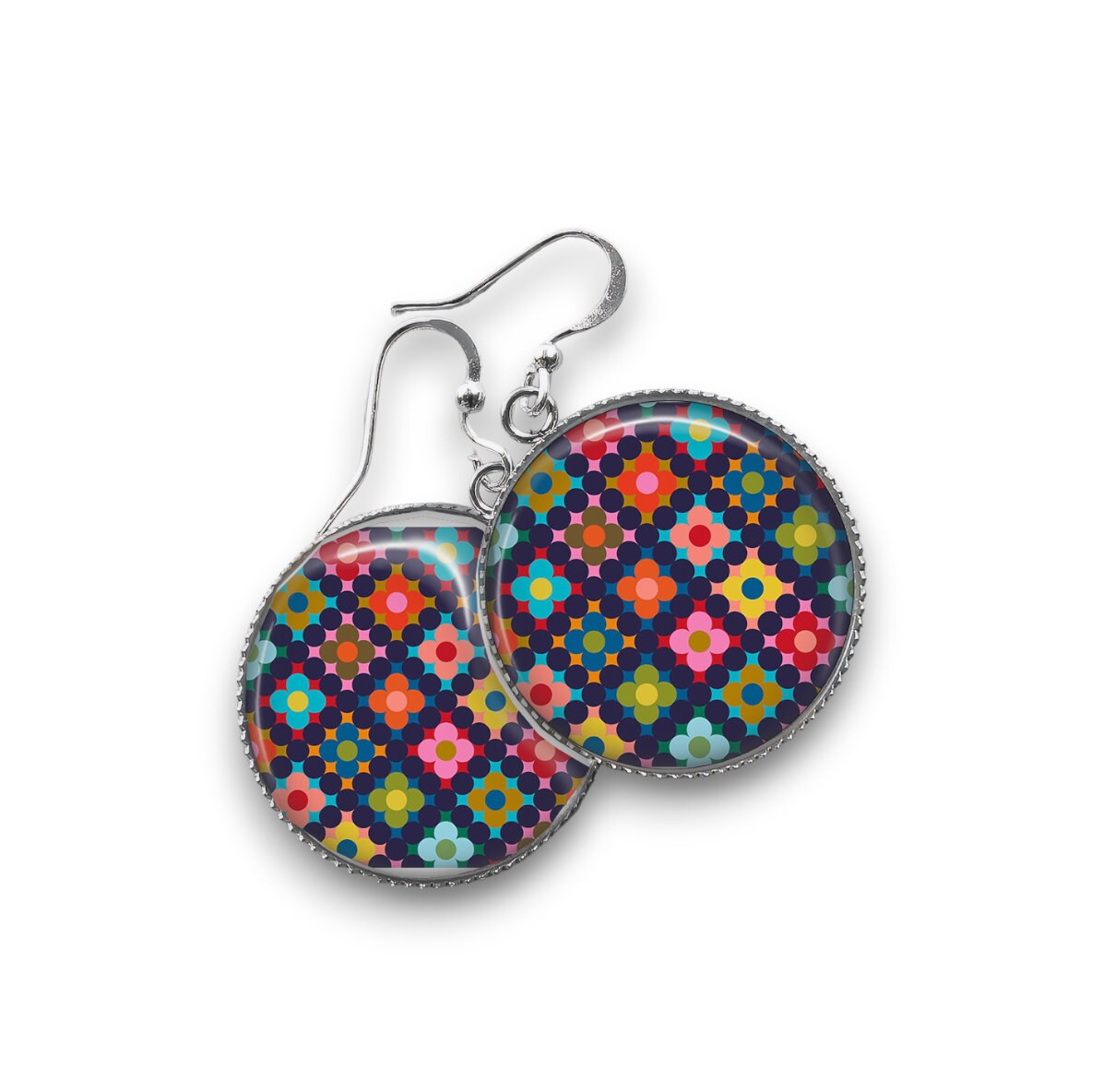 Boucles d'Oreilles Cabochon Multicolores - Éclat Festif