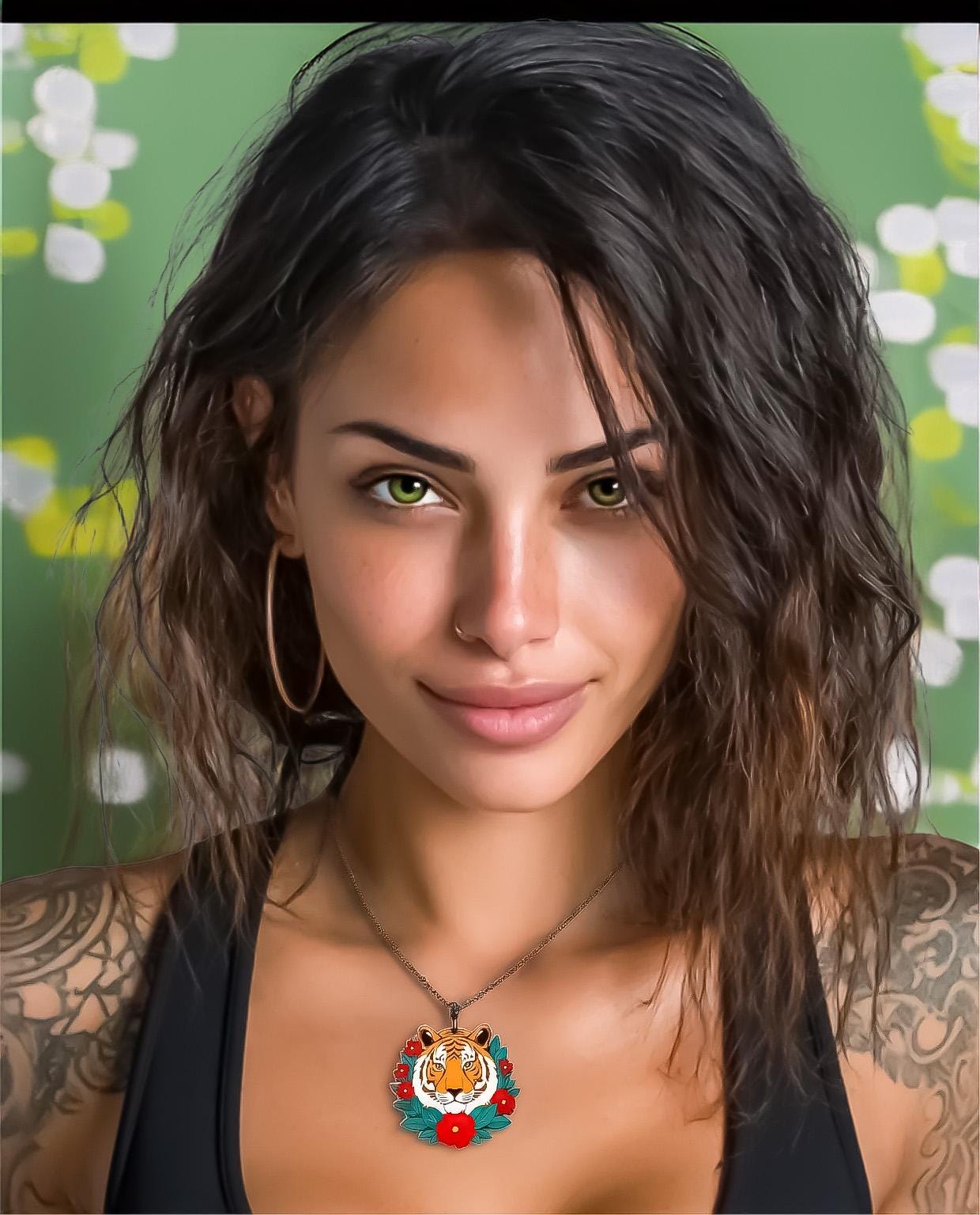 Collier Pendentif Tigre Tattoo Old School - Bijou Style Rockabilly Vintage - Art Traditionnel Américain
