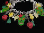 Bracelet argent 925, breloques Sugar Skull, transformable en collier