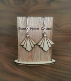 Art Deco Laser-Cut and Engraved Wooden Stud Earrings for a Trendy Statement