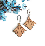 Art Deco Laser-Cut and Engraved Wooden Stud Earrings for a Trendy Statement