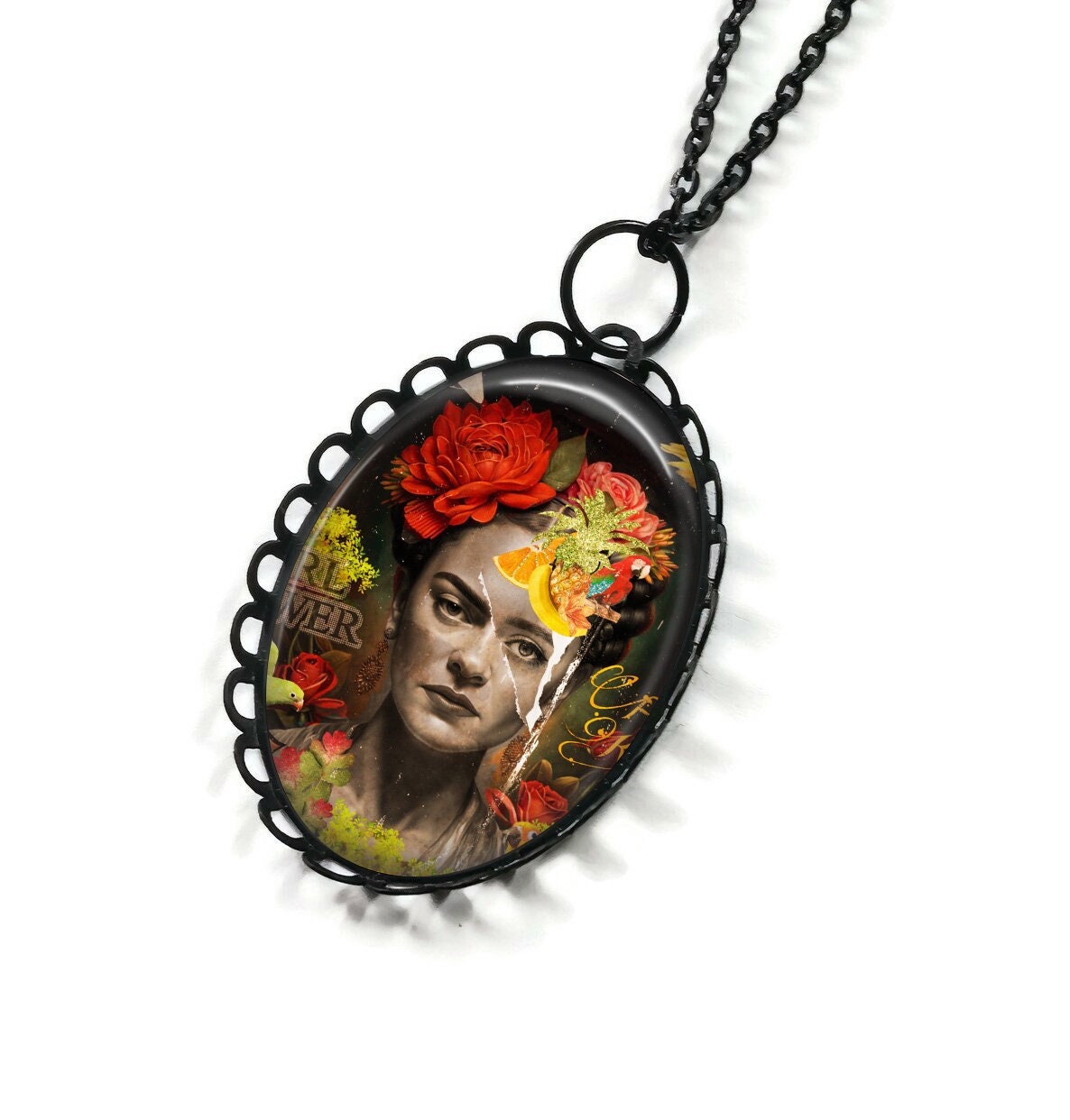 Pendentif Inspiré de Frida Kahlo - Esprit Graffiti Artistique