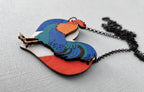 Pendentif Coq Gaulois sur Coeur tricolore, découpe de bois