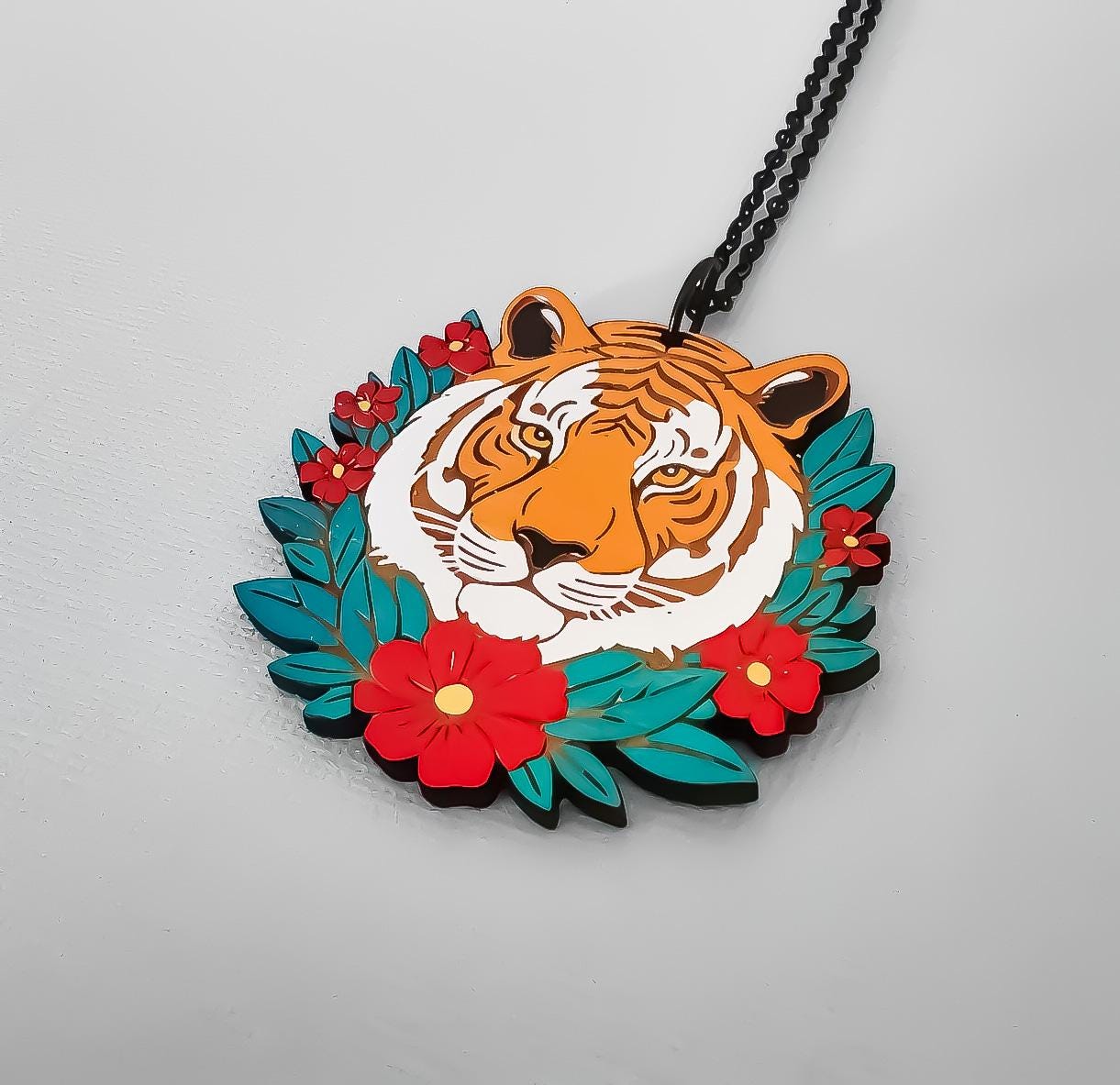 Collier Pendentif Tigre Tattoo Old School - Bijou Style Rockabilly Vintage - Art Traditionnel Américain