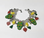 Bracelet argent 925, breloques Sugar Skull, transformable en collier