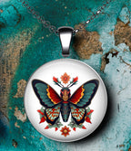 Pendentif Papillon style Old School Tattoo, création par IA