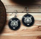 Boucles d'oreilles Panthère sur fonds noir, beauté sauvage