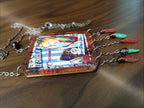 Pendentif ancienne plaque émaillée Vintage, j'aime le chocolat, effet vieilli et rouillé