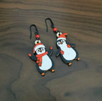Boucles d'Oreilles Pingouins, bois de Tilleul, découpe et gravure laser du bijou de noel
