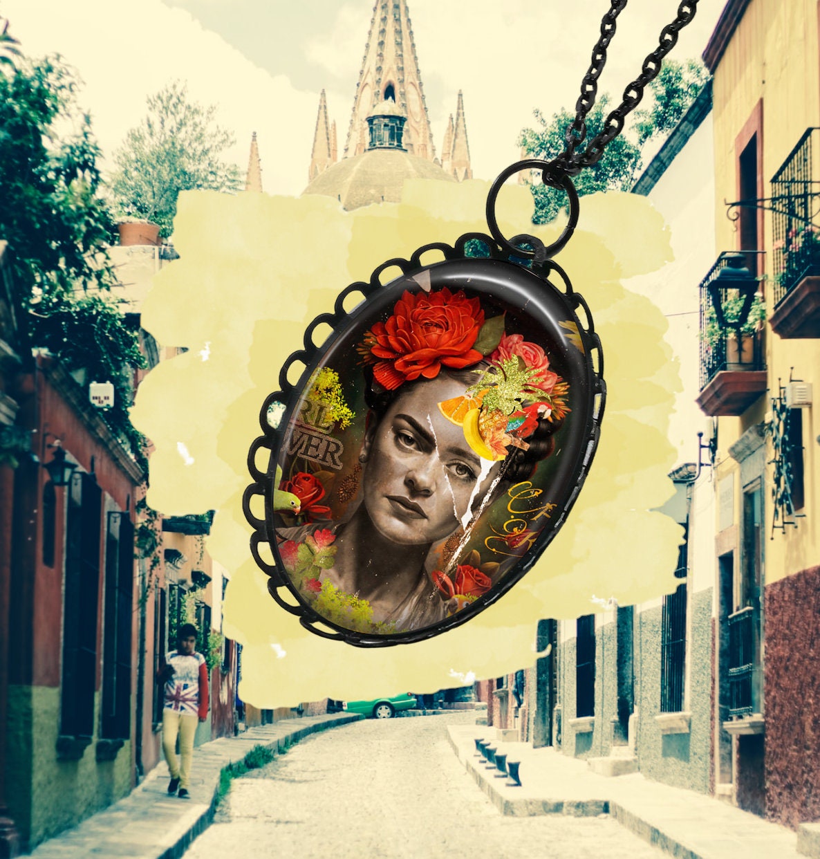 Pendentif Inspiré de Frida Kahlo - Esprit Graffiti Artistique