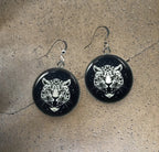 Boucles d'oreilles Panthère sur fonds noir, beauté sauvage