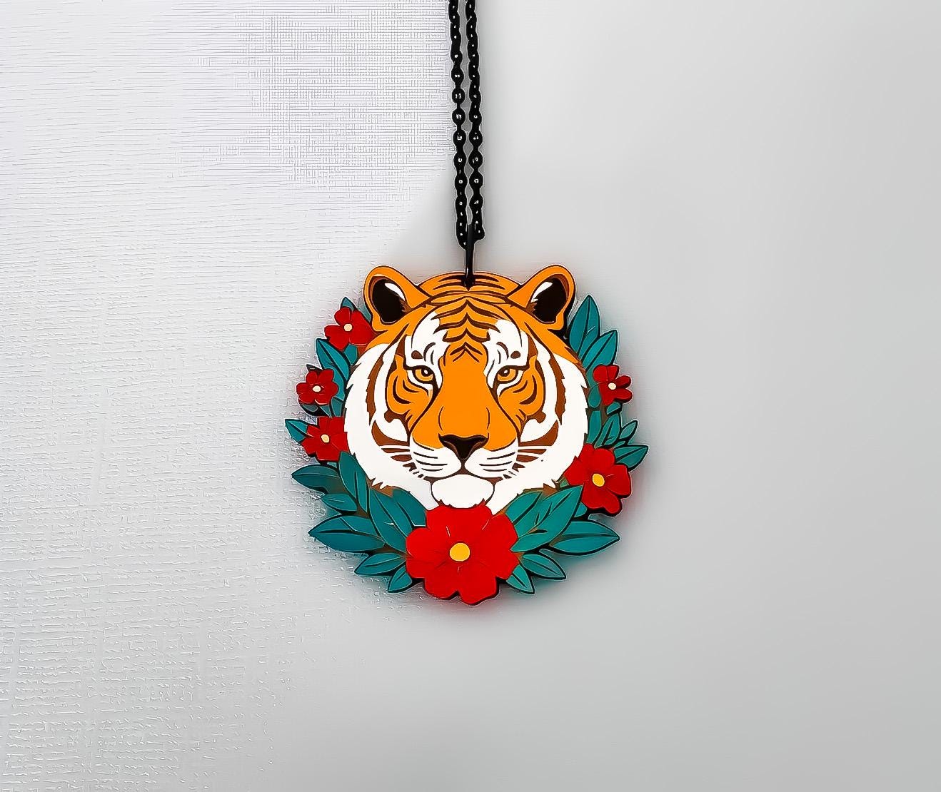 Collier Pendentif Tigre Tattoo Old School - Bijou Style Rockabilly Vintage - Art Traditionnel Américain