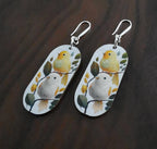 Boucles d'oreilles Petits Oiseaux sur une branche, illustration et découpe laser