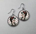 Boucles d'Oreilles Cabochon Pin-Up Rockabilly - Rétro Chic des Années 60