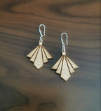 Art Deco Laser-Cut and Engraved Wooden Stud Earrings for a Trendy Statement