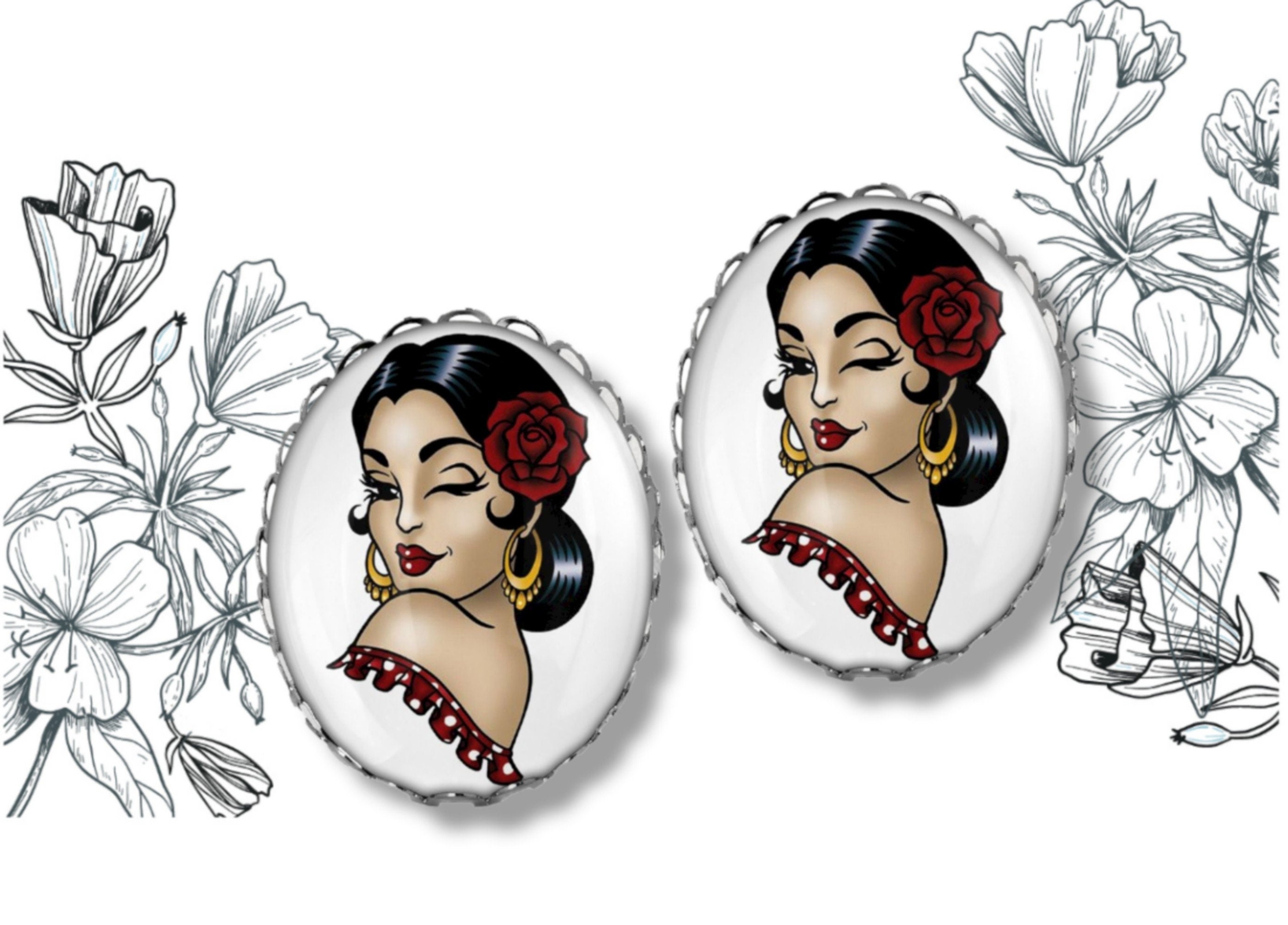 Boucles d'oreilles Gitane Old School Tattoo