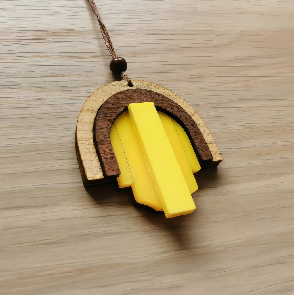 Pendentif bois Art Déco, découpe laser