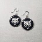 Boucles d'oreilles Panthère sur fonds noir, beauté sauvage