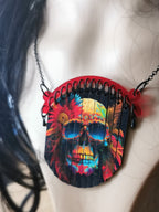 Pendentif Sugar Skull coloré, Dia de los Muertos, découpe laser