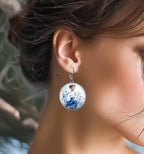 Boucles d'oreilles Danseuse en Aquarelle Bleue - Bijoux Artistiques et Élégants