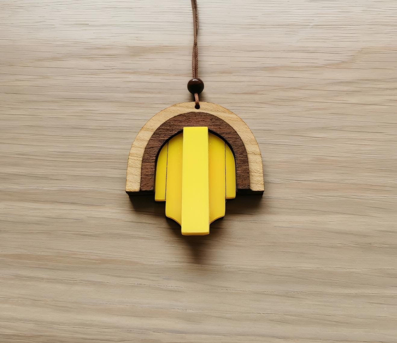 Pendentif bois Art Déco, découpe laser