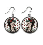 Boucles d'Oreilles Cabochon Pin-Up Rockabilly - Rétro Chic des Années 60