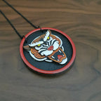 Pendentif Tigre Tattoo, Bois, en 3D et découpe laser, peinture, résine, tatouage old school, vintage