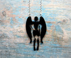 Pendentif ange de la mort, découpe laser de plexi noir, santa muerte, ange déchu