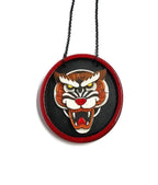 Pendentif Tigre Tattoo, Bois, en 3D et découpe laser, peinture, résine, tatouage old school, vintage