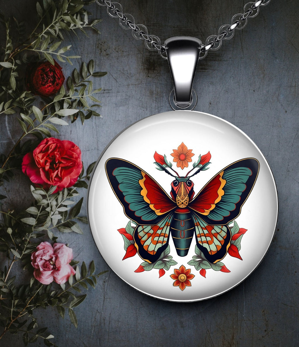 Pendentif Papillon style Old School Tattoo, création par IA