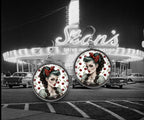 Boucles d'Oreilles Cabochon Pin-Up Rockabilly - Rétro Chic des Années 60