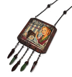 Pendentif ancienne plaque émaillée Vintage, j'aime le chocolat, effet vieilli et rouillé
