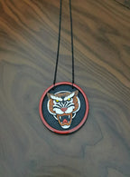 Pendentif Tigre Tattoo, Bois, en 3D et découpe laser, peinture, résine, tatouage old school, vintage