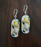 Boucles d'oreilles Petits Oiseaux sur une branche, illustration et découpe laser