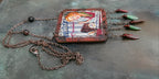 Pendentif ancienne plaque émaillée Vintage, j'aime le chocolat, effet vieilli et rouillé