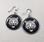 Boucles d'oreilles Panthère sur fonds noir, beauté sauvage