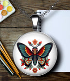 Pendentif Papillon style Old School Tattoo, création par IA