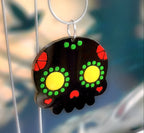 Pendentif Sugar Skull plexi miroir bleu ou plexi noir, émail, dia de los muertos, mexico