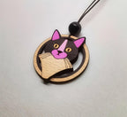 Pendentif Chat, découpe laser de bois, chaton noir, accessoire éco-responsable, bijou original.