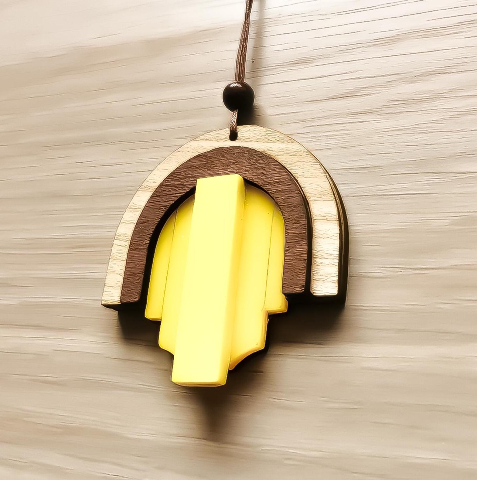 Pendentif bois Art Déco, découpe laser