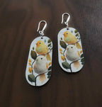 Boucles d'oreilles Petits Oiseaux sur une branche, illustration et découpe laser
